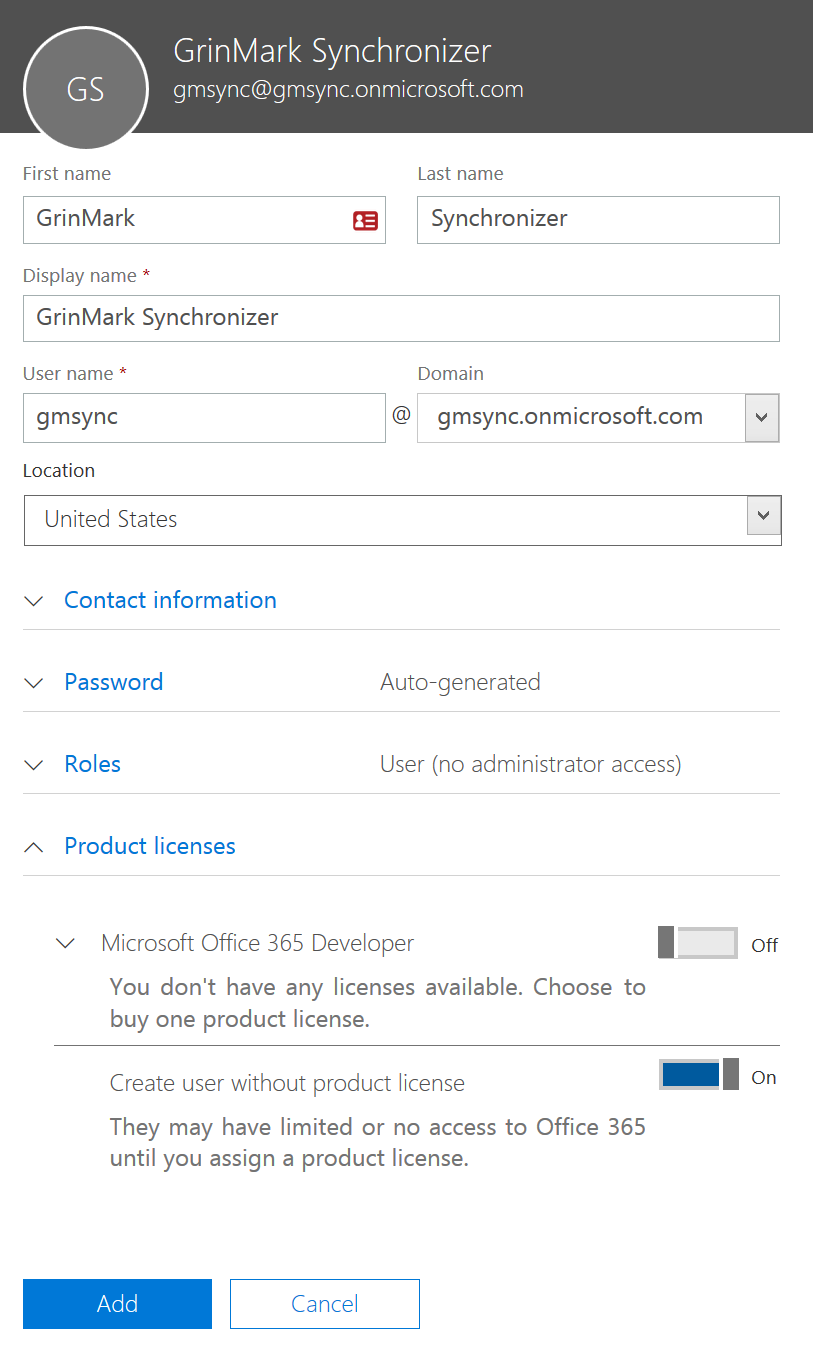 Add User Dialog