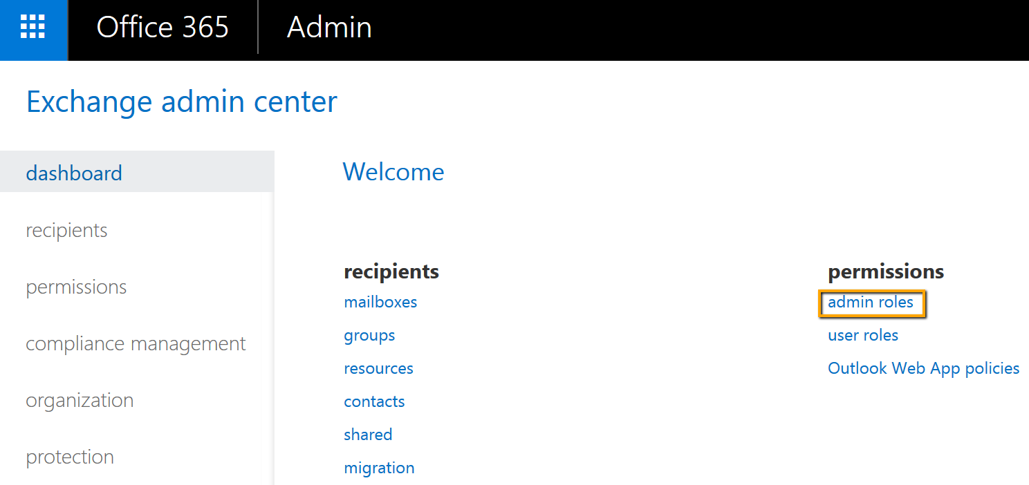 Admin Roles Link