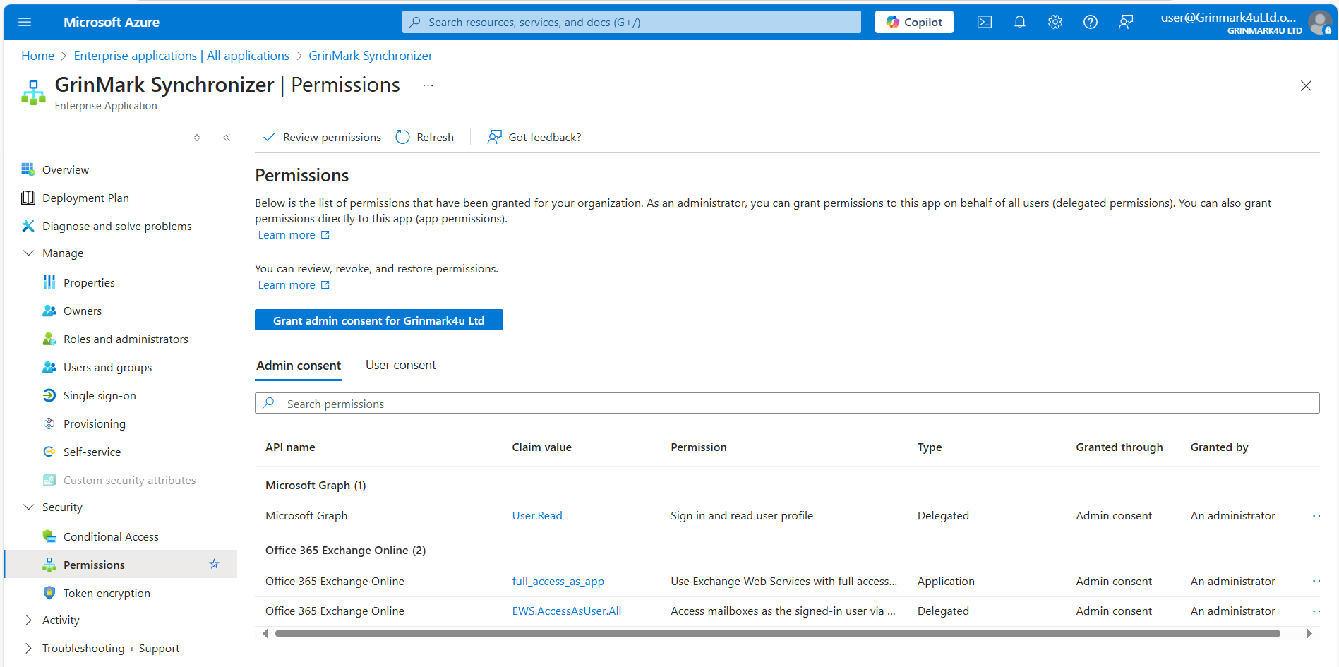GMSync Azure Permissions